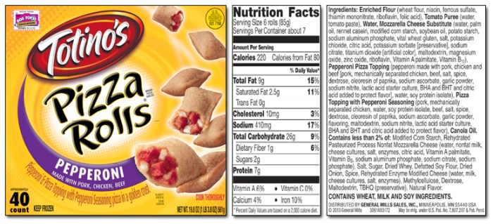 Pizza rolls nutrition facts